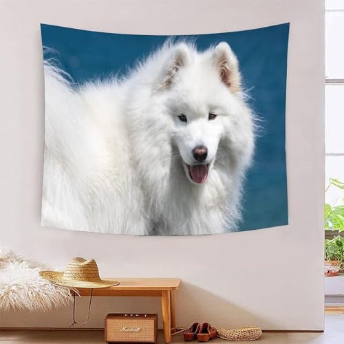 Tapisserie murale Samoyed 3D tissu deco grand format salon et chambre