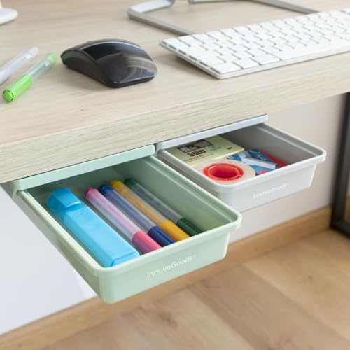 Tiroir auxiliaire adhésif InnovaGoods compact pour l'organisation de la maison et du bureau x2