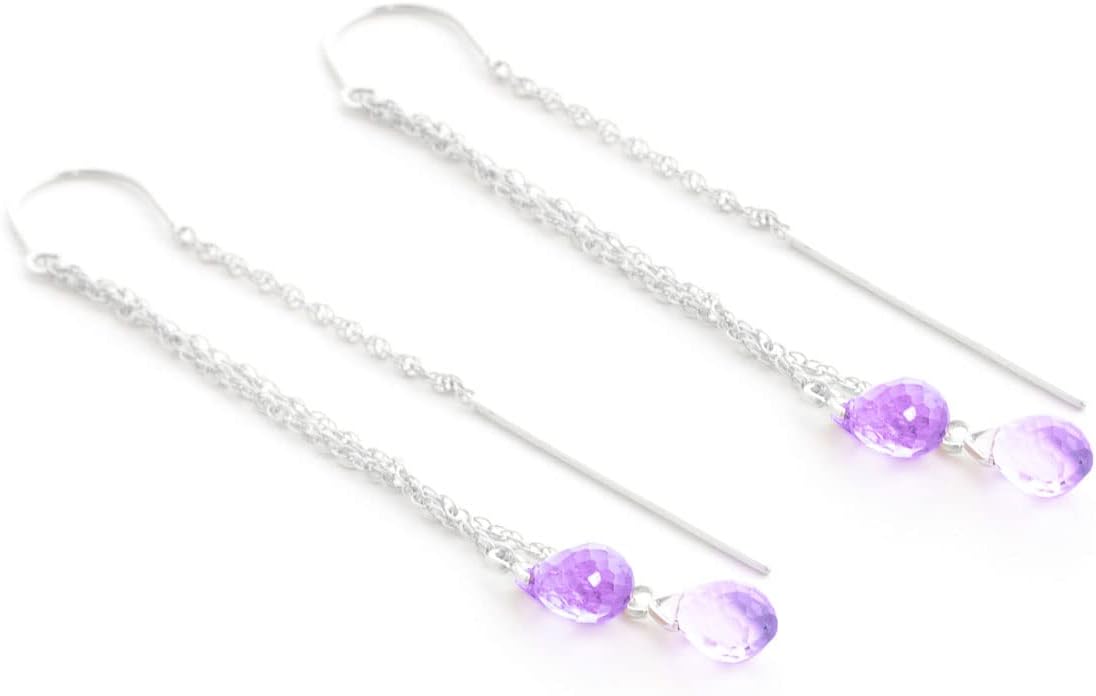 Galaxy Gold GG 14K Yellow Gold Natural Amethyst Dangle Earrings - February Birthstone - Peace & Wisdom - Fine Jewelry for Women