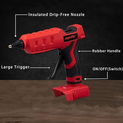 Image of Mellif Cordless Hot Glue Gun Compatible with Milwaukee 18V Battery | Tool Only, Electric Melt Glue Gun w / 20 0.43 inch Glue Sticks, Full Size, Fast Preheating, High Temp for Arts, Crafts, Decoration
