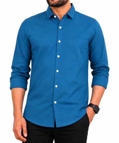 Image of CB-COLEBROOK Men's Casual, Regular Fit, Solid Colour, Lightweight, Button Down, Casual Wear, Shirt with Pocket. Suitable for Office & Casual Use
