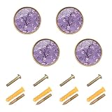 GuoChe Confezione da 4 pomelli per armadi e cassetti, stile vintage, con fiori di ciliegio, viola, per cassettiera, 3,2 cm