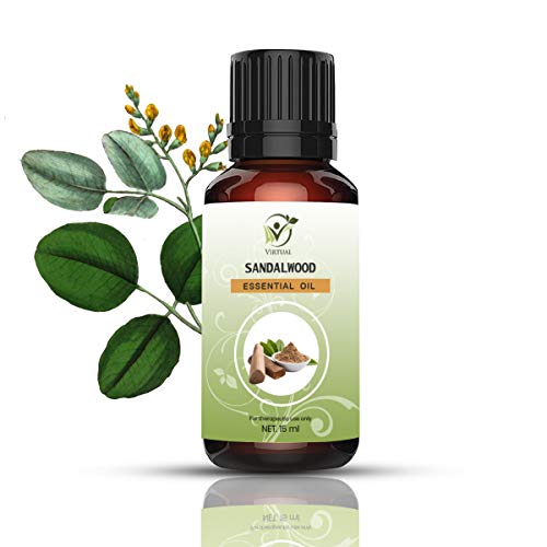 Image of Virtual Sandalwood Essential Oil 15ml 100% Pure Natural Facial Oil for Skin Brightening Acne Dark Spots Pigmentation Aromatherapy Skincare Oil for Men Women