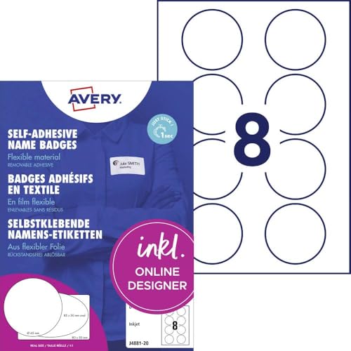 Étiquettes blanches jet d'encre Ø 65 mm pour personnaliser vos buffets de fête