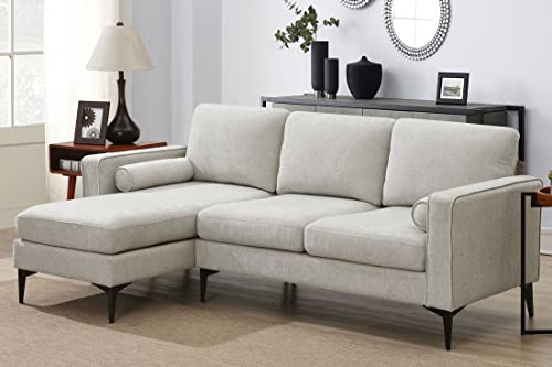 Aocoroe Small Modern 3 Seat L Shaped Sectional Couches With Reversible Chaise Lounge And 2 Pillow, Cusioned Back And Seat Sofa For Small Living Room, Apartment #TOP2
