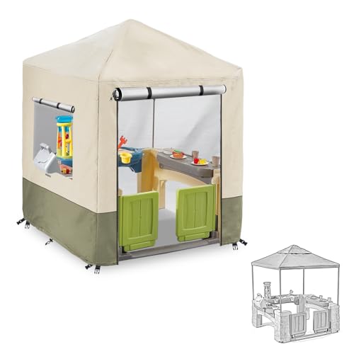 Hadisi Outdoor Kids Playhouse Cover,Waterproof Cover Suitable for Step2 Playhouse and Playhouse of The Same Size as Other Brands Kids' Playhouse (Beige-56" W x 56" D x 60.2" H)