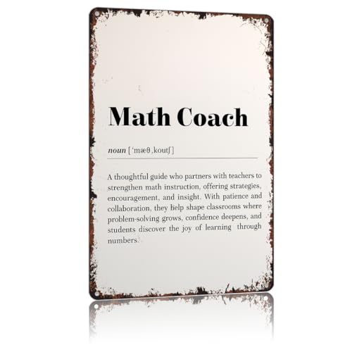 KERUNSM Math Coach Definition Vintage Aluminum Metal Sign, 12X8 Inches, Funny Definition Print Wall Art Decor, Retro Metal Plaque Poster for Home Office Classroom School Coffee Bar Studio Decorative Sign