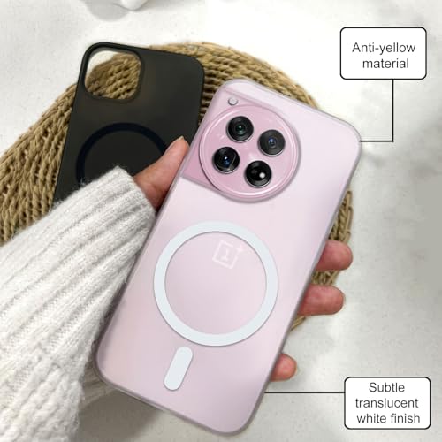 Image of COLORflow Back Cover Compatible with OnePlus 12 5G | White Matte Finish | MAG-Safe | Slim Soft Touch Case with Anti-Slip Grip & Camera Protection