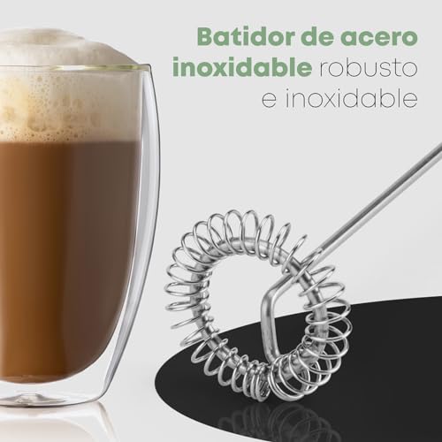Miniatura 3 de Bomann MS 344 Espumador de Leche, Funciona con 2 Pilas AA, Acero Inoxidable, Negro