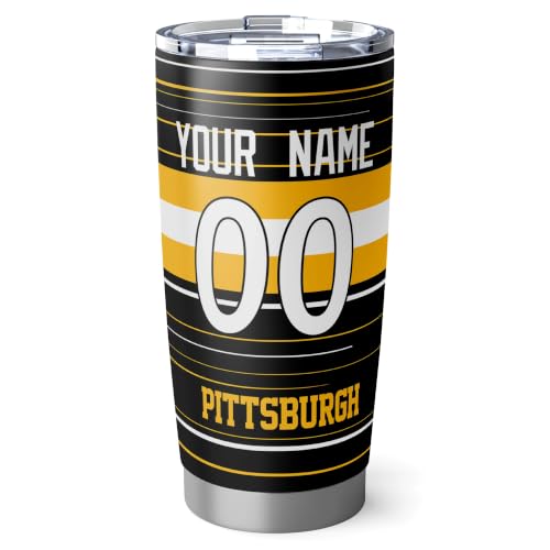Image of Pittsburgh Tumbler 20oz Travel Mug Gifts Custom Name Number