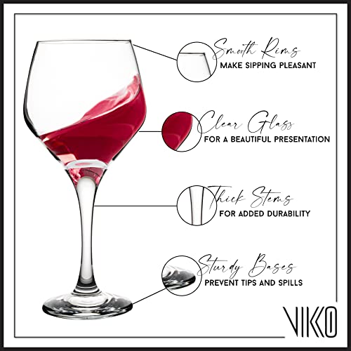 Vikko 15.25 Ounce Stemmed Water Goblets | Beautiful Glasses For Entertaining – Dishwasher Safe – Glass Stemware For Water, Juice, Soda, Or Cocktails – Set Of 6 Clear Glass Water Goblets #TOP1