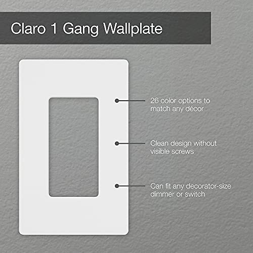 Image of Lutron Claro Light Switch Cover Plate, 1 Gang Wallplate, for Decorator Light Switches, Screwless Switch Plate Cover, Gloss, CW-1-IV, Ivory