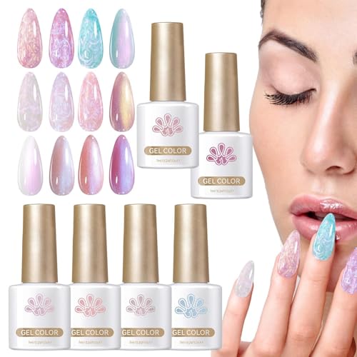 Vernis à ongles gel paillettes : coffret 6 couleurs pour manucure scintillante à la maison