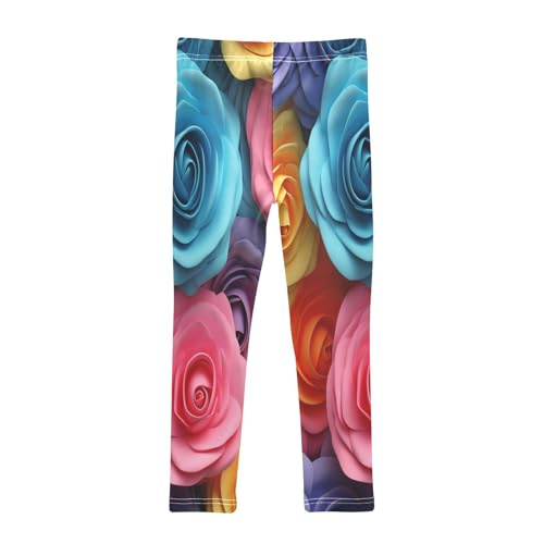 Bolaz Toddler Girls Leggings Printed Yoga Pants Leggings Blue Purple Rose for Kids2