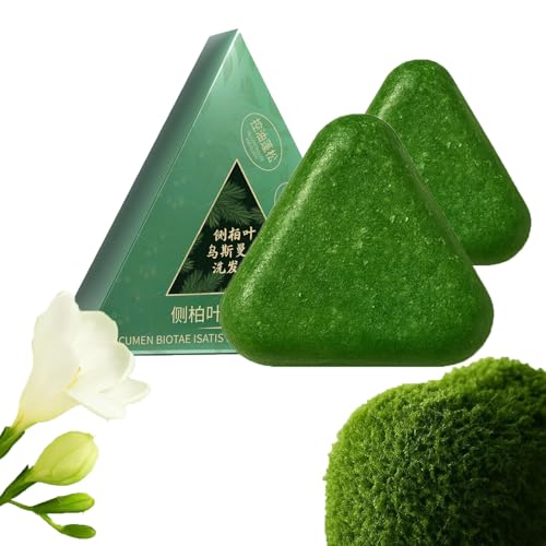 Green Soap - Lot de 2 barres de shampoing solides à l'herbe naturelle d'Usman - Eau de riz gluante - Platycladus Orientalis - Savon solide - Pour cheveux