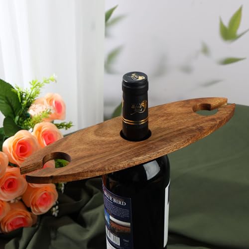 Soporte de botellas de vino de madera grabado personalizado 2PCS miniatura 4