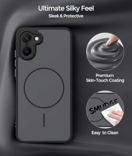 Image of VONZEE Matte Magnetic Case Compatible for OnePlus Nord CE 5 5G Wireless Charging Shockproof Anti-Scratch TPU PC Slim Fit Full Protection Phone Cover for OnePlus Nord CE 5 5G-Black