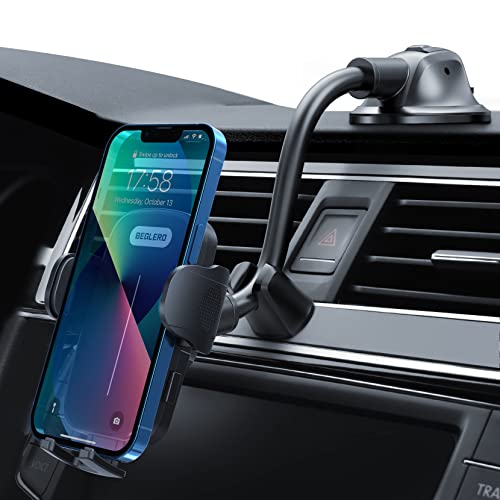 Soporte Móvil Coche, Salpicadero/Parabrisas Soporte Movil para Coche, 360° Rotación Brazo Extensible Sujeta Porta Movil Coche con Botón de Liberación Rápida Compatible con iPhone, Galaxy Noteand More Cover