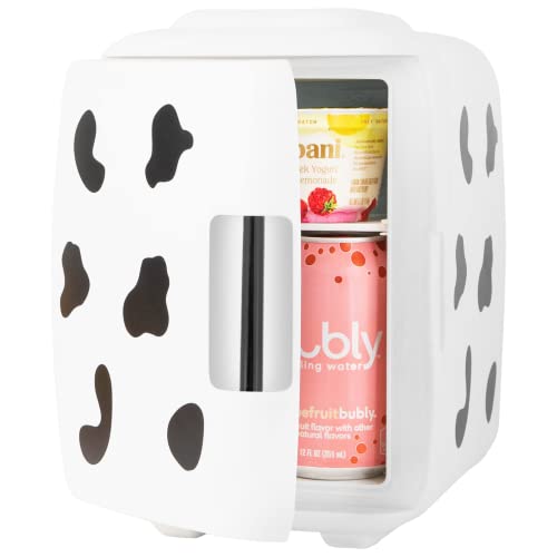 Cooluli Skincare Mini Fridge for Bedroom - Car, Office Desk & Dorm Room - Portable 4L/6 Can Electric Plug In Cooler & Warmer for Food, Drinks, Beauty & Makeup, 12v AC/DC & Exclusive USB, Cow Print by Cooluli - Used condition - US$36.66