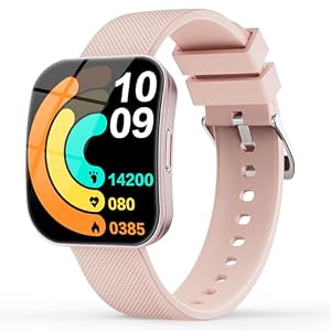 MFVLP Smart Watch for Women Men, Answer/Make Calls, 1.85″ HD AMOLED Display Fitness Tracker for Android & iPhone, Heart Rate/Sleep/Sports Monitor Smartwatch, IP68 Waterproof Rose Gold