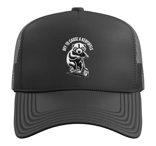 Honey Badger Chaos Off to Cause a Kerfuffle Quote Trucker Hat with Adjustable Mesh Back, Black