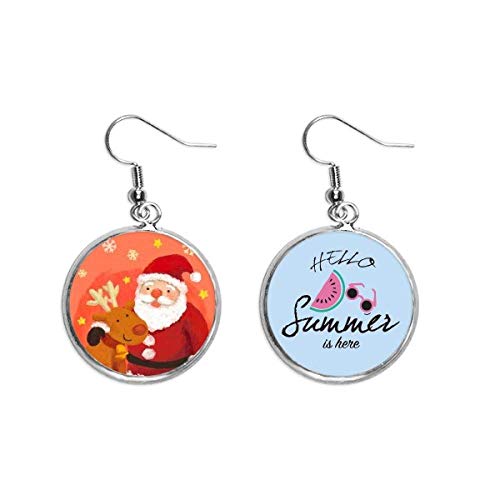 Pendientes de Navidad Santa Claus y copo de nieve para lóbulo de oreja