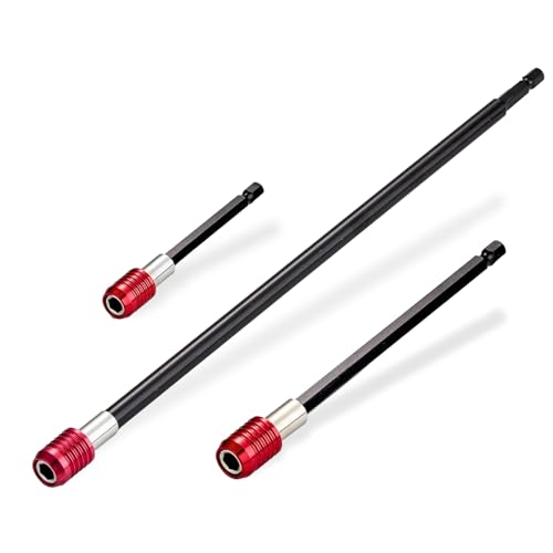 3 Piece Bit Holder for Impact Driver, Drill Extension Bit Holder Set – 2.4”, 4”, 6” Long Hex Shank Adapter for Quick-Change Drill & Screwdriver Bits