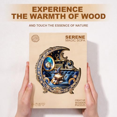 Jigfoxy Wooden Puzzle for Adults, Magic Cat Jigsaw Puzzles for Adult, Unique Animal Shape Wood Cut Puzzles, Christmas Thanksgiving Gifts for Friends Family (M-11.4 * 11.4in-180pcs) - Image 7