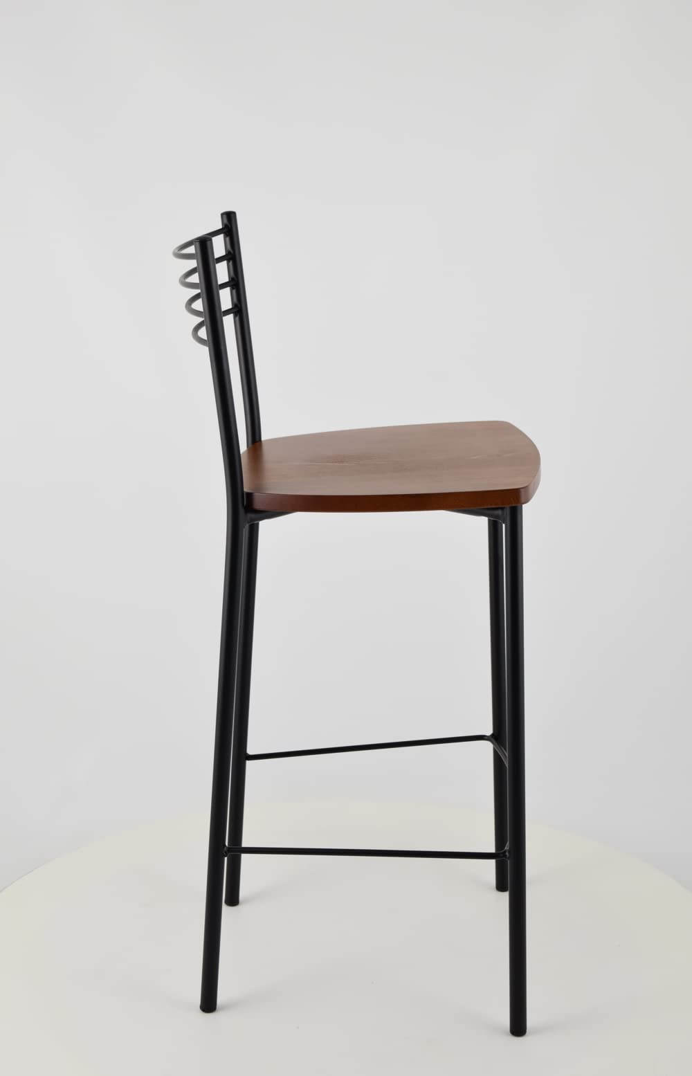t m c s Tommychairs - Set 2 sgabelli alti modello Elena per cucina e bar, struttura in acciaio verniciata colore nero opaco e seduta in legno color noce chiaro