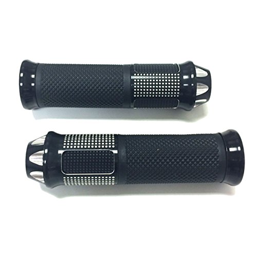 Mmg Motorcycle Scooter Grips 7/8 22 Mm, Aluminum Anti Vibration Soft Rubber, Diamond Black #TOP1