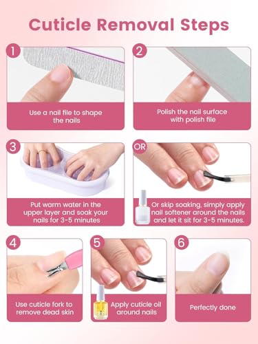 Deciniee Nail Soak off Bowl Set - Gel Polish/Acetone Acrylic Nail Remover Kit with Cuticle Oil & Cuticle Peeler & Pusher - Nail File Buffer Set - Nail Soak Off Bowl for Manicure & Dip Powder Removal - Image 6