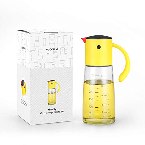 Vucchini Yellow Color Cute Glass Gravity Oil & Vinegar Dispenser Bottle With Handle,Soy Sauce Dispenser,Kitchen Olive Oil Spout #TOP1