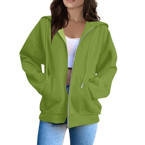 OIOLOYJM Zipper Hoodies for Women Long Sleeve Oversized Sweatshirts Y2k Drawstring Soft Jacket 2025 Fall Fashion with Pockets
