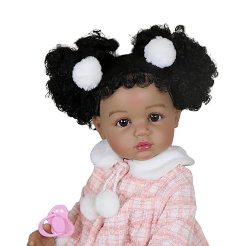 Muñeca Reborn African American 22 pulgadas Snowy Poms miniatura 6