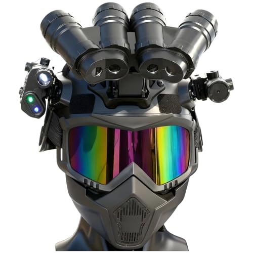LZAQHMT Kids Tactical Helmet & Mask Set with 4-Eye Night Vision Dummy Model, Flashlight & Goggles - Multi-Functional Gear