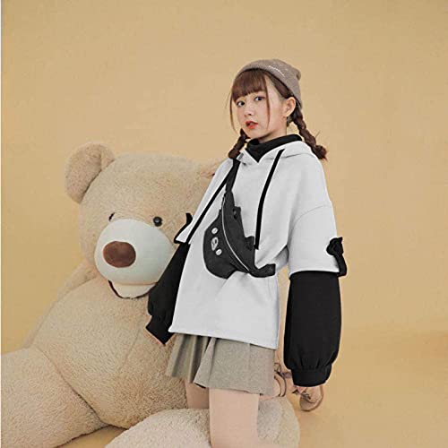 Bear Costumes For Women Warm Fall And Winter Outerwear Suits Drawstring Long Sleeve Pullovers Set Personality Bag Sets Black #TOP4