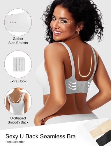 Image of Wireless Bras for Women Jelly No Underwire Push Up Seamless Comfort Full Coverage Supportive Soft Everyday Tshirt Bra