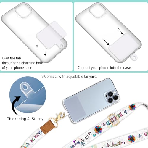 Image of Piefly Cell Phone Lanyard Crossbody Wrist Strap Adjustable for Women White | Travel Daily Cruise, Around the Neck, Hands-free, Universal, Fit Keys ID badge, Accessories, Compatible with Most Smartphones