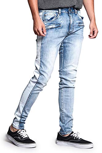 Men's Trackpant Style Skinny Jeans With Zipper Accent Dl1156 - Indigo - 38/32 - O7D #TOP21