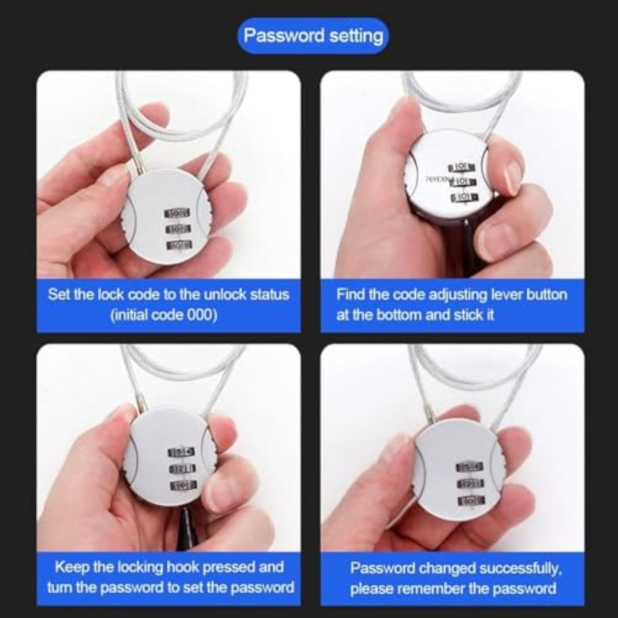 3-Dial Combination Lock, Zinc Alloy Security Padlock
