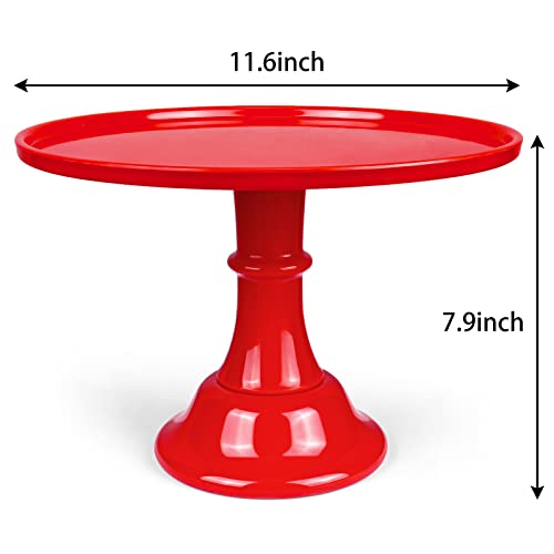 Klaskware Round Cake Stand 11" Melamine Cake Display Stand Dessert Cupcake Display Tray For Graduation,Wedding,Birthday,Party,Baby Shower,Anniversary,Ceremony,Christmas (Red #TOP1