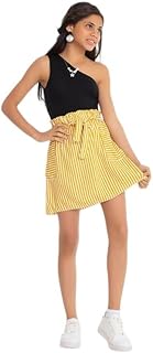 جيبة مقلمة بنمط ألوان متداخلة للبنات من بيبو