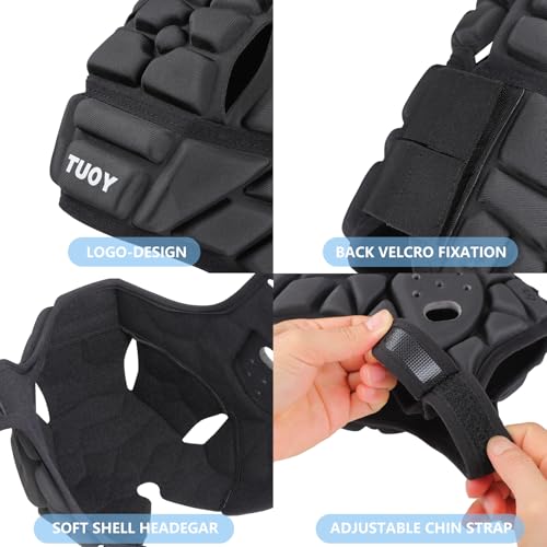 DGXINJUN Soft Shell Flag Football Helmet 7v7 Rugby Helmet Headguard Scrum Cap Special Needs Padded Headgear Adjustable Head Protector Soccer Goalie Helmet Support for Youth Kids Adults by DGXINJUN - Image 5