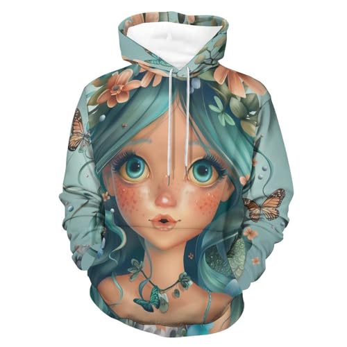 Sweat à capuche fleur papillon chaud et polyvalent pour homme femme S