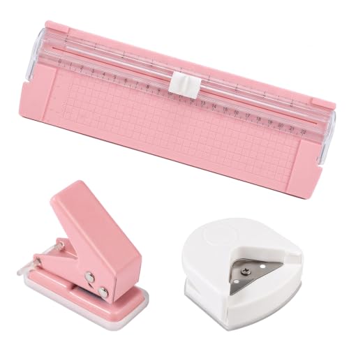 Lot de 3 Mini Massicot A4, Mini Coupe Papier, Rose