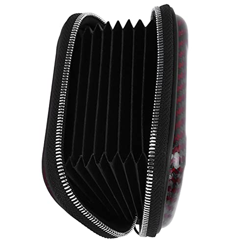 Lybunair Portfel z włókna węglowego, biznesowe etui na dowód osobisty i karty kredytowe, 13 x 8 x 3,5 cm, czerwony