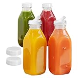 JINGLING Glasflaschen mit Deckel | Wiederverwendbare Flasche 1 Liter auslaufsicher mit Strohhalmdeckel, auslaufsicher | für Wasser, Milch, Saft, Kühlschrank, Küche, Kochen