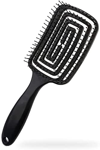 Image of Wet Hair Detangling Brush | Vented No-Tangle Hair Brush for Wet & Dry Use | Glide Through Knots Easily | Detangler for Kids, Women & Men | Gentle & Lightweight Styling Tool (Black)