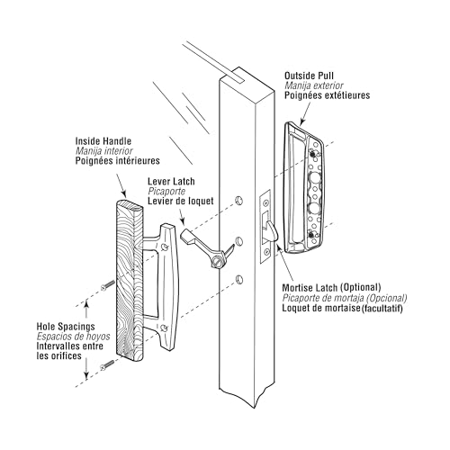 Image of Prime-Line C 1131 Sliding Glass Door Handle Set, 3-15 /16 inch Hole Spacing
