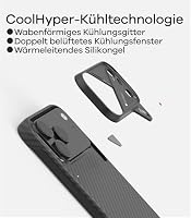 Aulumu A17 iPhone 17 Pro Max Hülle für MagSafe aus Aramidfaser 1500D Ultradünn Gewebt, CoolHyper Echte Kühlung, Handyhülle für iPhone 17 Pro Max Case mit Kameraschutz, Schwarz – Ansicht 4
